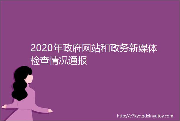 2020年政府网站和政务新媒体检查情况通报